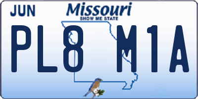 MO license plate PL8M1A