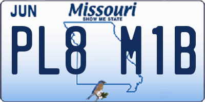 MO license plate PL8M1B