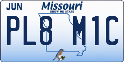 MO license plate PL8M1C