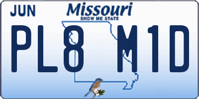 MO license plate PL8M1D