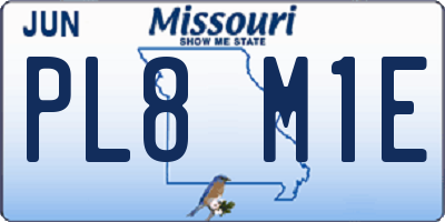 MO license plate PL8M1E