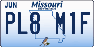 MO license plate PL8M1F