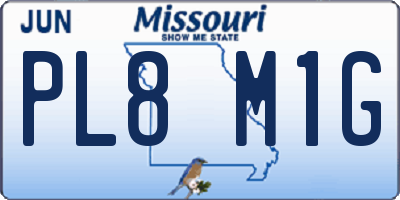 MO license plate PL8M1G