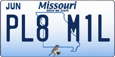 MO license plate PL8M1L