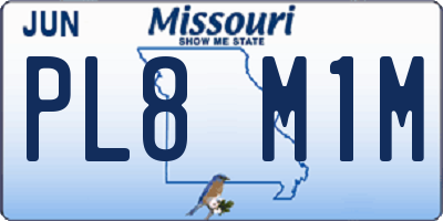 MO license plate PL8M1M