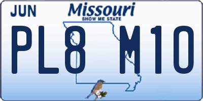 MO license plate PL8M1O