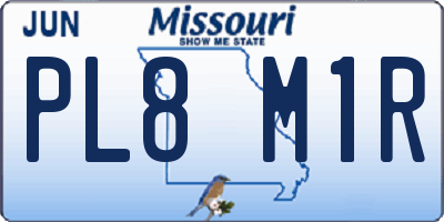 MO license plate PL8M1R