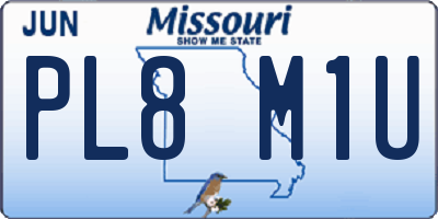 MO license plate PL8M1U