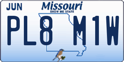 MO license plate PL8M1W