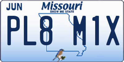 MO license plate PL8M1X