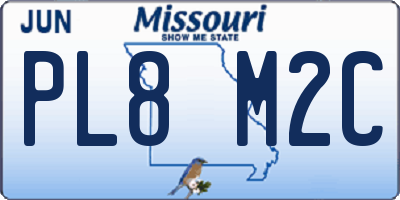 MO license plate PL8M2C
