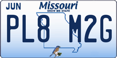 MO license plate PL8M2G