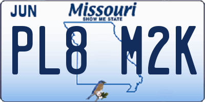 MO license plate PL8M2K
