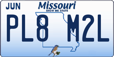 MO license plate PL8M2L