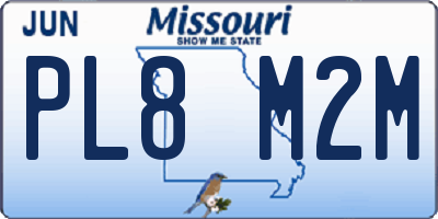MO license plate PL8M2M