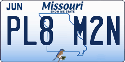 MO license plate PL8M2N