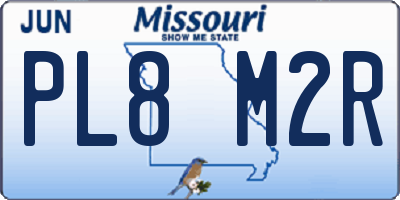 MO license plate PL8M2R