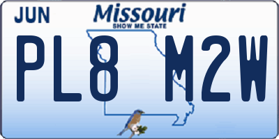 MO license plate PL8M2W