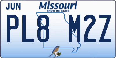 MO license plate PL8M2Z