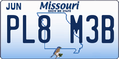 MO license plate PL8M3B