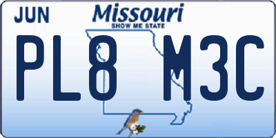 MO license plate PL8M3C