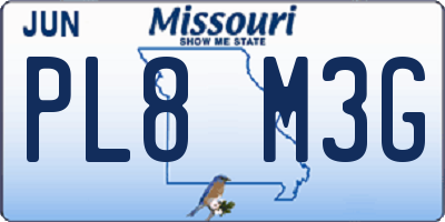 MO license plate PL8M3G