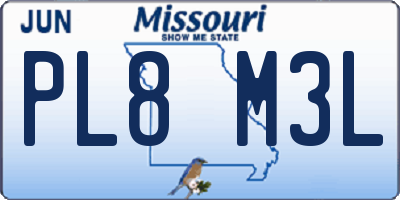 MO license plate PL8M3L