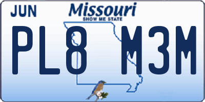 MO license plate PL8M3M