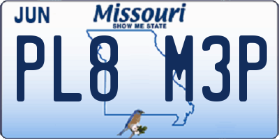 MO license plate PL8M3P