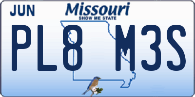 MO license plate PL8M3S
