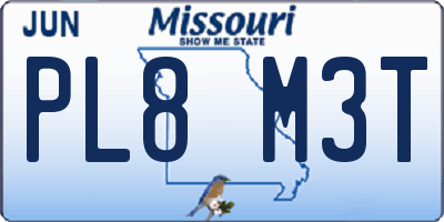 MO license plate PL8M3T