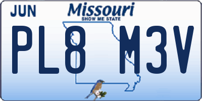 MO license plate PL8M3V