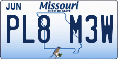 MO license plate PL8M3W
