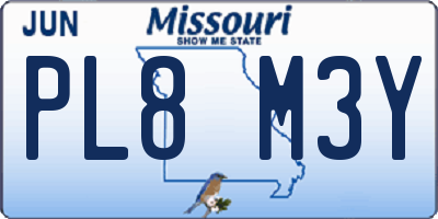 MO license plate PL8M3Y
