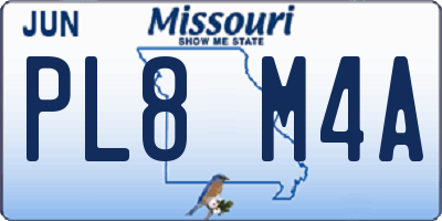 MO license plate PL8M4A