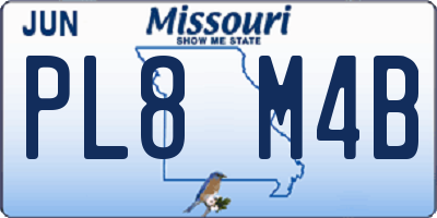 MO license plate PL8M4B
