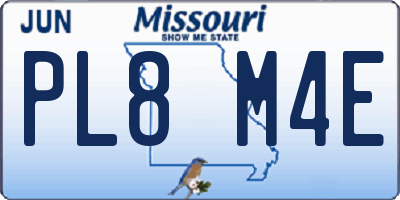 MO license plate PL8M4E