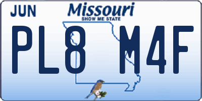 MO license plate PL8M4F