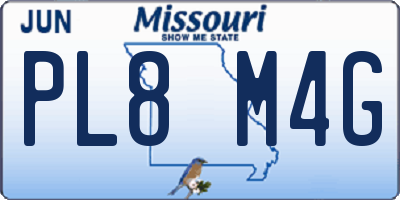 MO license plate PL8M4G