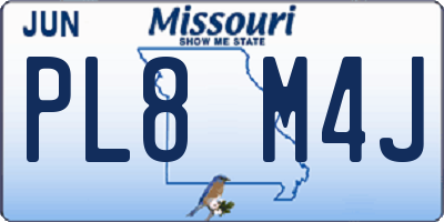 MO license plate PL8M4J
