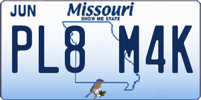 MO license plate PL8M4K
