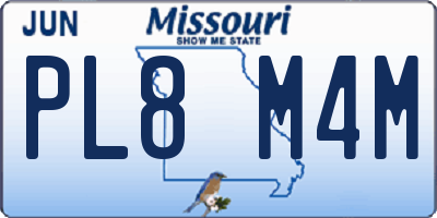 MO license plate PL8M4M