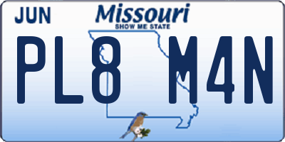 MO license plate PL8M4N