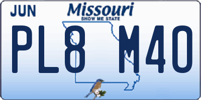 MO license plate PL8M4O