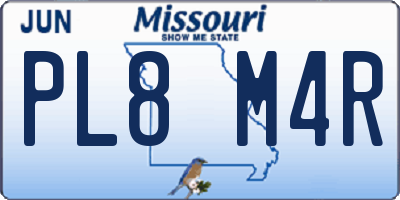MO license plate PL8M4R