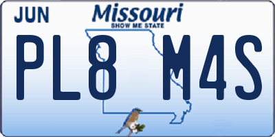 MO license plate PL8M4S
