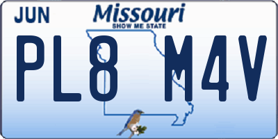 MO license plate PL8M4V