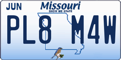 MO license plate PL8M4W