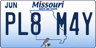 MO license plate PL8M4Y