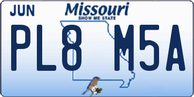 MO license plate PL8M5A